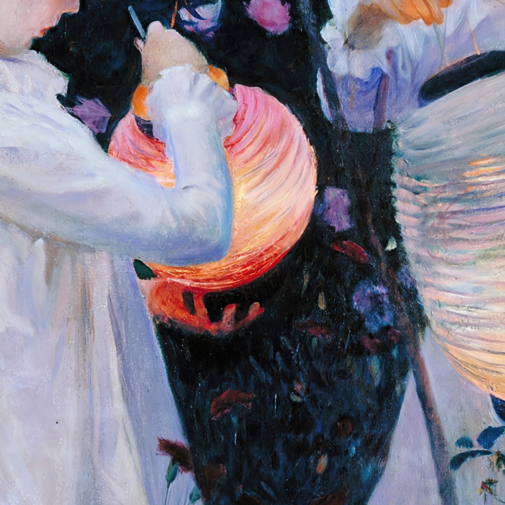 Hands and central lantern in Carnation, Lily, Lily, Rose